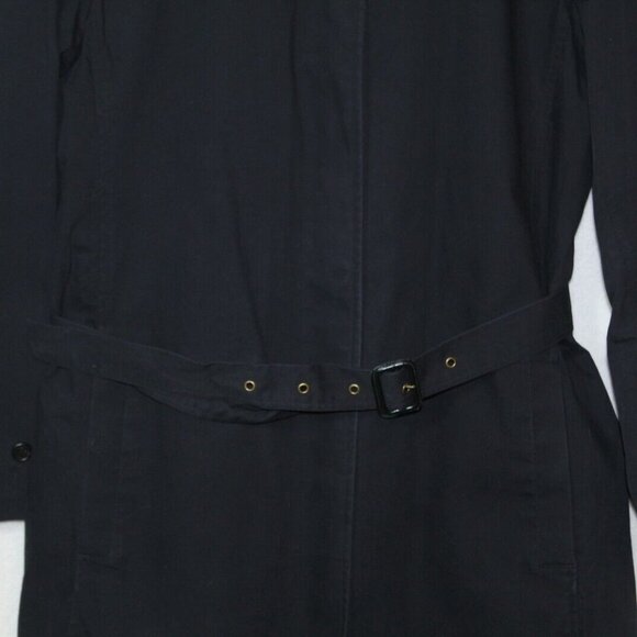 Lands End womens trench coat size L navy belted long vented back wool lined long - Picture 3 of 11